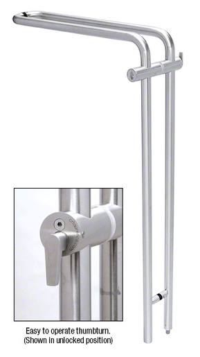 CRL 316 Polished Stainless 48" Left Hand LLPA Series Locking Ladder Pull - Curved Exterior