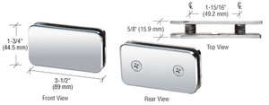 CRL Polished Chrome 180 Degree Traditional Style Double Stud Glass-to-Glass Clamp