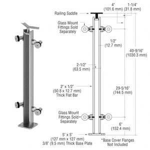 CRL Brushed Stainless 42" P8 Series 135 Degree Angle Post Fixed Fitting Railing Kit