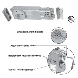 CRL Adjustable Spring Power 90 Degree No Hold Open 3/4" Long Spindle Overhead Concealed Door Closer Body Only