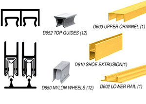 CRL Gold Anodized Track Assembly D603 Upper and D602 Lower Track with Nylon Wheels