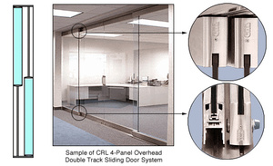 CRL Polished Stainless 2-Panel Overhead Double Track Sliding Door System