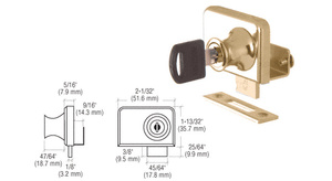CRL Gold Plated Clamp-On Lock for 3/8" Double Glass Door - Keyed Alike