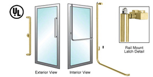 CRL-Blumcraft® Satin Brass Left Hand Reverse Aluminum Door Mount Keyed Access "X" Exterior, Top Securing Panic Handle