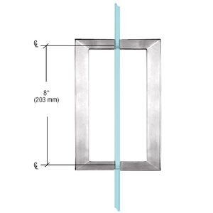 CRL Brushed Satin Chrome 8" x 8" SQ Series Square Tubing Back-to-Back Pull Handles