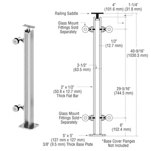 CRL Polished Stainless P8 Series 42" End Post Fixed Fitting Railing Kit