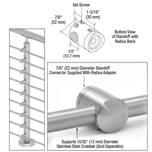 CRL 316 Brushed Stainless Center Standoff Connector (Radius Back)