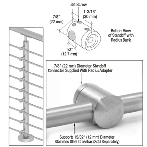 CRL 316 Brushed Stainless Center Standoff Connector (Radius Back)