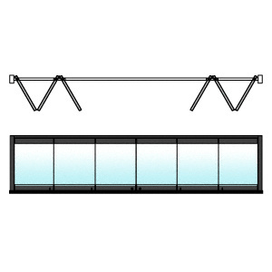 CRL Black Powder Coat 6-Panel Bipart Overhead Track Full Bi-Fold Door Configuration