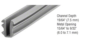 CRL Glazing Vinyl 19/64" Channel Depth 15/64" to 9/32" Metal Opening - 100' Roll