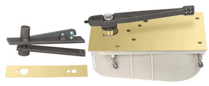 Rixson® Polished Brass 28 Series Center-Hung Right Hand 90º Selective Hold Open Floor Mounted Closer - Complete Package