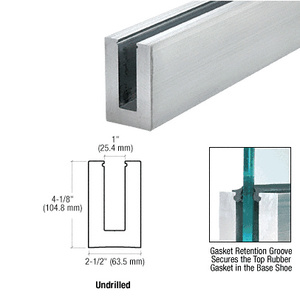 CRL B5S Series Mill Aluminum 120" Square Base Shoe Extrusion Only Undrilled for 1/2" Glass