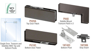 CRL Black Bronze Anodized North American Patch Door Kit for Use with Fixed Transom and Two Sidelites - Without Lock