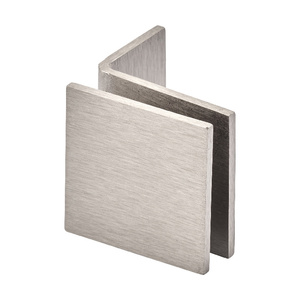 Brushed Nickel Wall Mount Designer Series Glass Clip with Mounting Leg