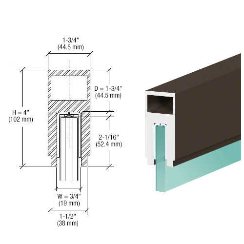 CRL-Blumcraft® Dark Bronze Anodized 636 Series 1-3/4" x 4" Aluminum Cap Rail 120"