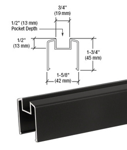 CRL Matte Black 200, 300, 350, and 400 Series Bottom Rail for Glass 241" Long