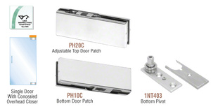 CRL Satin Anodized North American Patch Door Kit for Use with Overhead Door Closer - Without Lock