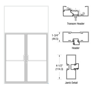 CRL-U.S. Aluminum White KYNAR® Paint Custom Sized Series 450 Tubular Butt Hinge Transom Frame Complete (2FT)