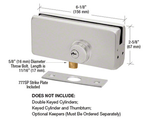 CRL Brushed Stainless AMR215 Series Patch Lock