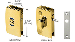 CRL Polished Brass Glass Swinging Door Lock with Indicator for 5/16" to 1/2" Glass