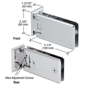 CRL Polished Chrome Grande Series Adjustable Wall Mount Offset Back Plate Hinge