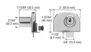 CRL Chrome Double Glass Door Lock - Keyed Alike