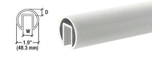 CRL Mill Finish 1.9" Extruded Aluminum Cap Rail for 1/2" or 5/8" Glass - 240"