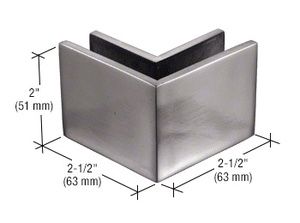 CRL 2-1/2" x 2" Brushed Stainless 90º Outside Corner Mall Front Clamp