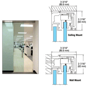 CRL 490 Series Brushed Stainless Anodized Wall/ Ceiling Mount Sliding Door with Fixed Panel Kit