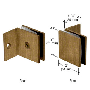 CRL Antique Brass Fixed Panel Square Clamp With Small Leg