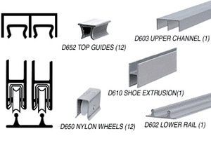 CRL Satin Anodized 48 Packaged Track Assembly D603 Upper and D602 Lower  Track with Nylon Wheels