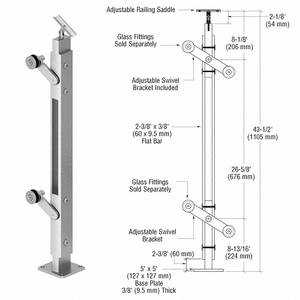 CRL Polished Stainless 48" P4 Series End Post Railing Kit