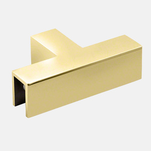 CRL Polished Brass 90 Degree "Sleeve Over" T-Juntion Glass Clamp