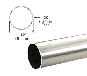 CRL Tube pour main courante, 38 mm (1-1/2 po) de diamètre, 5,9 m (236 po) de long, acier inoxydable poli