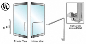 CRL-Blumcraft® Brushed Stainless Left Hand Reverse Rail Mount Keyed Access "P" Exterior Bottom Securing Electronic Egress Control Handle