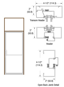 CRL-U.S. Aluminum Dark Bronze/Black Anodized Class 1 2" x 4-1/2" Thermally Improved Transom Frame for Single Door for Offset Hung Prepped for Butt Hinges and Surface Mount Door Closer