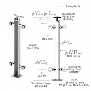 CRL Polished Stainless 36" P8 Series 135 Degree Angle Post Fixed Fitting Railing Kit