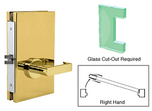 CRL Polished Brass 6" x 10" RH Center Lock With Deadlatch in Passage Lock Function