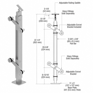 CRL Brushed Stainless 36" P4 Series 180 Degree Center Post Railing Kit