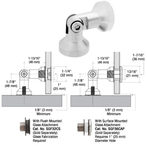 CRL 316 Brushed Stainless Single Pivot Glass-to-Wall/Floor Swivel Fitting