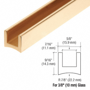 CRL Polished Brass 3/8" Radiused Back Brass U-Channel - 144"