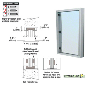 CRL Brushed Stainless Steel Frame Interior Glazed Vision Window