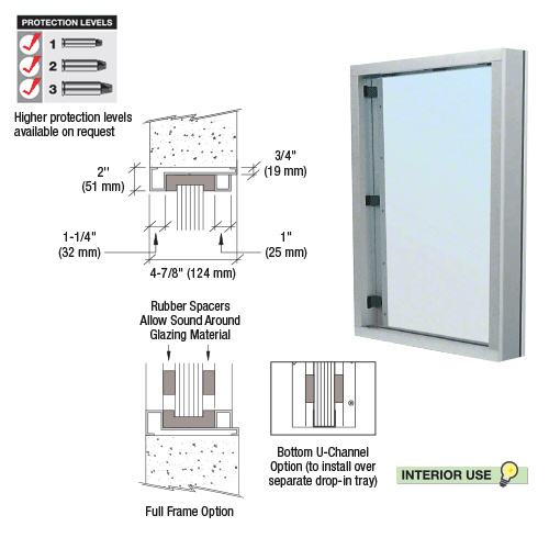 CRL Brushed Stainless Steel Frame Interior Glazed Vision Window