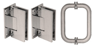 CRL Brushed Nickel Vienna Shower Pull and Hinge Set