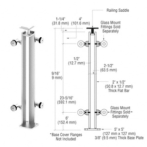 CRL Polished Stainless P8 Series 36" Corner Post Fixed Fitting Railing Kit