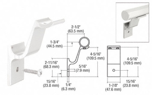 CRL Sky White Quick Connect Aluminum Hand Rail Bracket for 1-1/2" Diameter Tubing