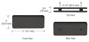 CRL Matte Black Beveled 180º Glass-to-Glass Clamp