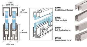 CRL Zinc Plated Steel Roll-Ezy Double Track Ball Bearing Packaged Assembly  - 72