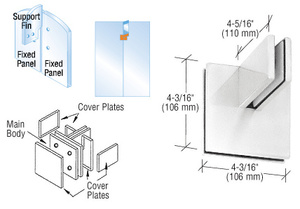 CRL Satin Anodized Patch Connector with Support Fin Bracket