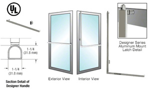 CRL-Blumcraft® Brushed Stainless Left Hand Reverse Aluminum Door Mount Keyed Access "A" Exterior, Top Securing Panic "Designer Series" Handle